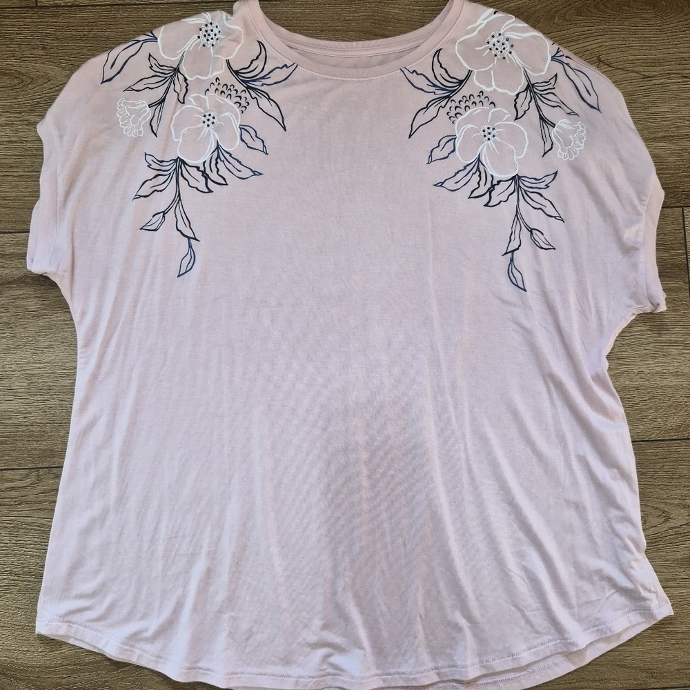 [NWOT] Apt. 9 Women's Short Sleeve Embellished Top Ballerina Dance XL Pink